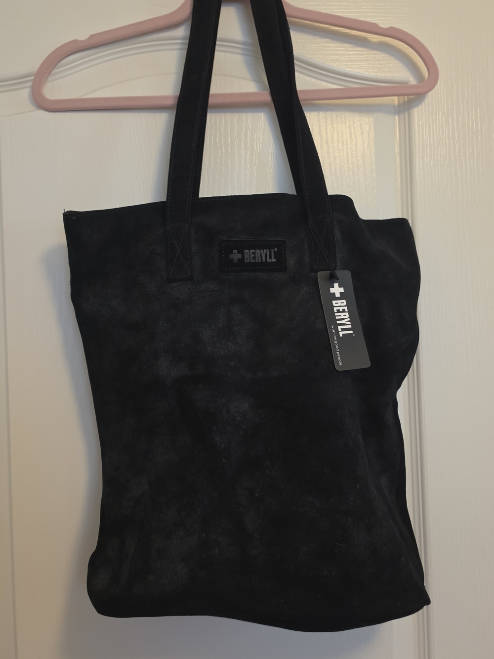 Beryl Black Suede Tote Bag